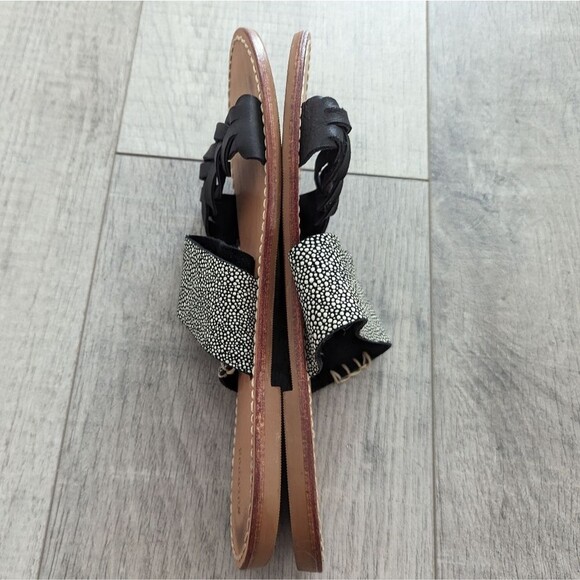 Soludos Braided Slide Sandal Size 10 Black and White leather - Picture 4 of 9